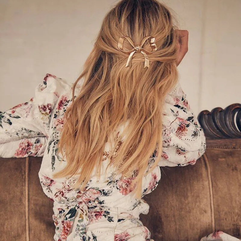 

2019 New Vintage Gold Color Bowknot Hair Combs For Women Lady's Sweet Bow Hair Clip Hair Accessories Jewelry