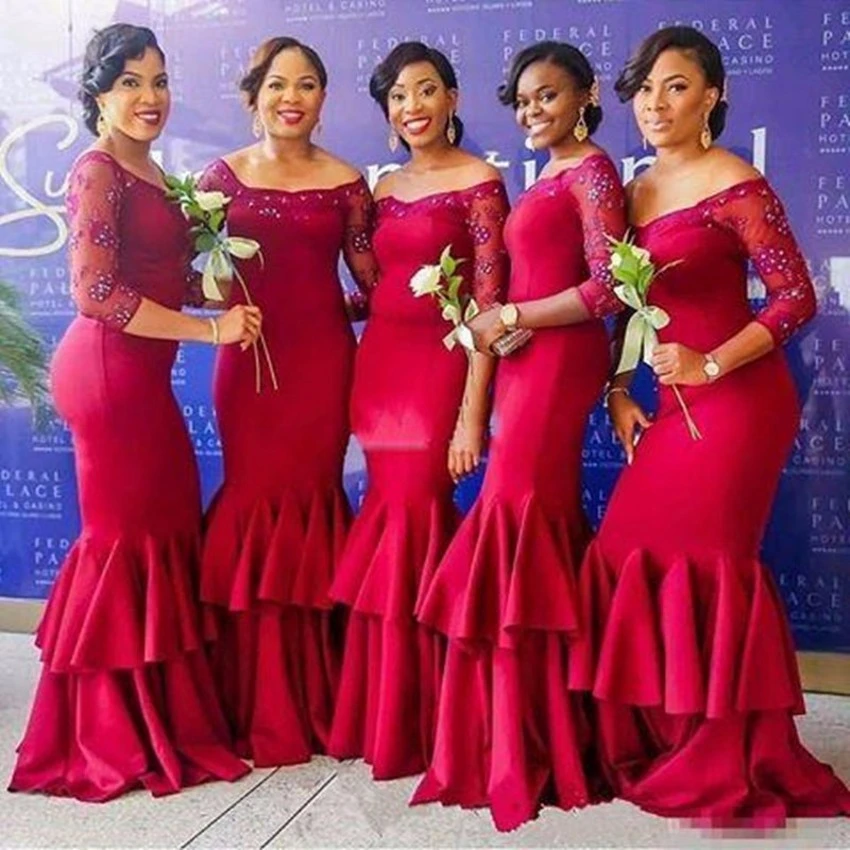 rose red bridesmaid dress