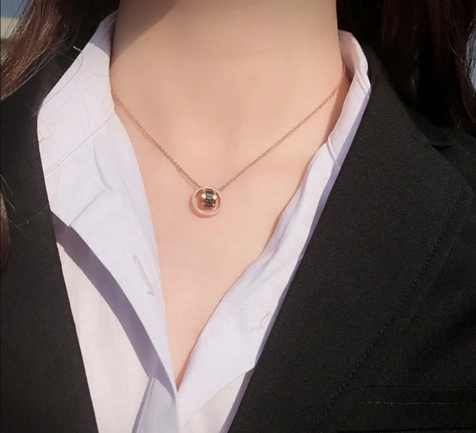 钛钢不掉色锁骨链四叶草项链女森系潮15-2