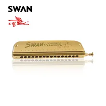 Swan SW1664-5 16 Holes 64 Tones Chromatic Harmonica High End Gold Color Boat Shape Woodwind Instruments Musical Instrument Gift