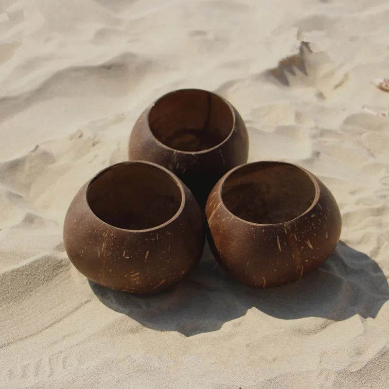 Coconut Shell Salad Bowl Handmade Tableware Dinnerware Sets Adult Dinner Service No Paint No Wax