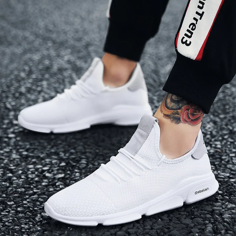 

2019 Summer New Men's Shoes Air Meash Breathable Lace-up Solid Color Fashion Casual Shoes Male Sneakers Footwear Plus Size jko