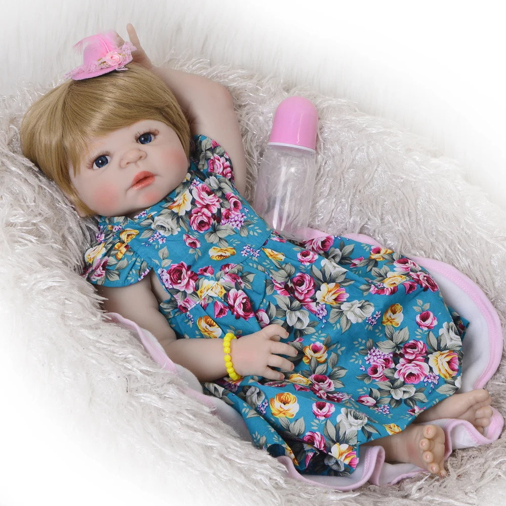 23 дюйма реалистичные Reborn Bonecas 57 см полностью силиконовые виниловые куклы Baby Girl
