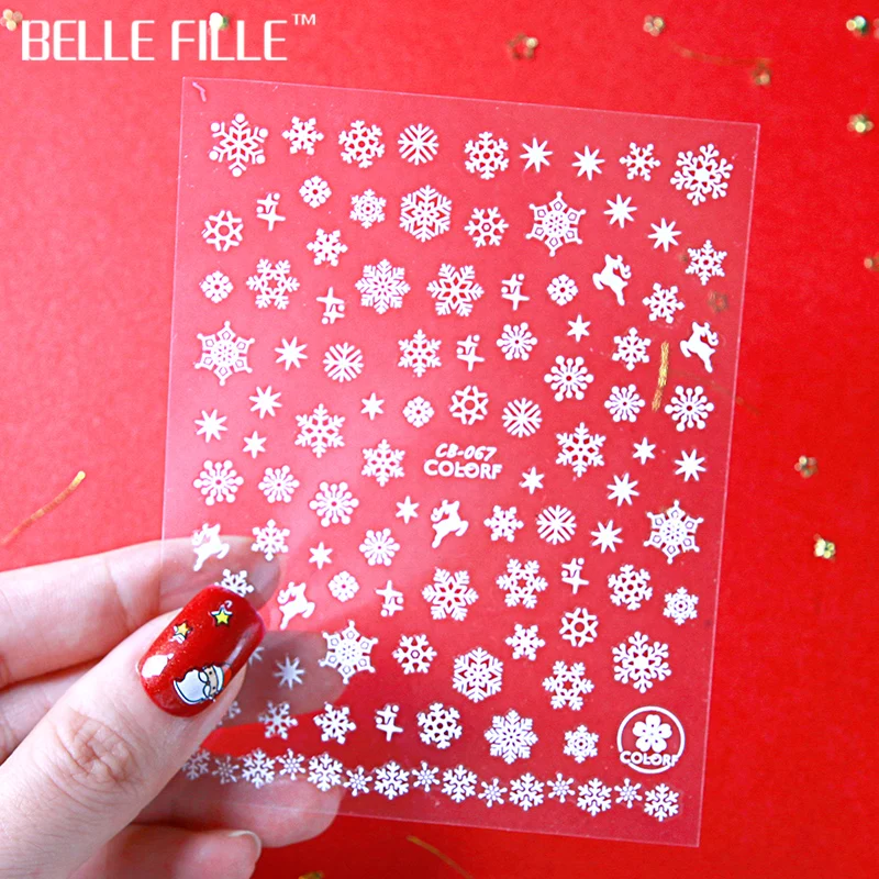 Belle Fille наклейка для ногтей Merry Christmas Art украшения слайдер клей водяные наклейки DIY