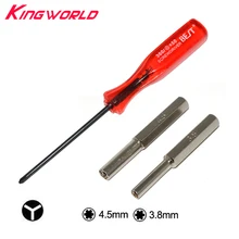 Seguridad Juego de puntas de destornillador de accesorios 3,8mm + 4,5mm + Y herramienta de destornillador abierto cartuchos para N64/SF-C/GB/NES/NG-C/SNES