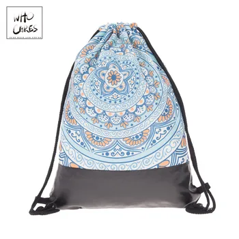 

Light Blue Spiral Pattern Leather Bottom Backpack Men Classical Travel Women Style Fashion Mochila Feminina Drawstring Bag