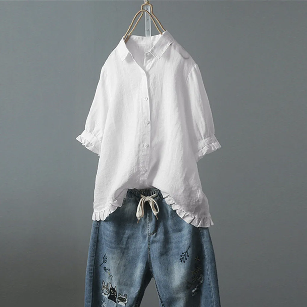 

Womens Tops And Blouses Tunic Half Sleeve White Shirt Korean Summer Ladies Tops For Women Clothes 2019 Womens Clothing