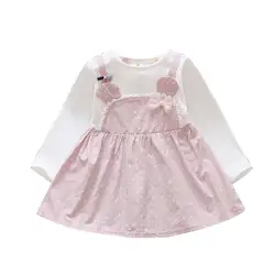 Детское летнее платье для девочек с длинными рукавами на осень в стиле пэчворк Платья для вечеринок для девочек повседневные розовый