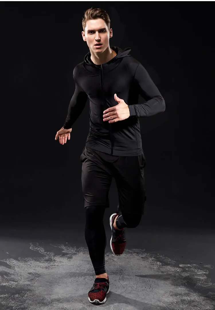 Quick Dry Sports Suit Men's Running Sets Gym Fitness Clothing Compression Basketball Tights Tracksuit Jogging Running Sportswear