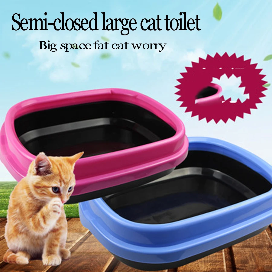 

Semi Closed Pet Cats Sand Boxes Basin Plastic Small Toilet Litter Training Cat Urinal Bedpan Mascotas Gato Pet Supplies 80Z1026