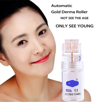 

16ml Automatic Gold Derma Roller Achieve Whitening Empty Cosmetic Containers Essential Oil Bottles With Glass Refillable Bottles