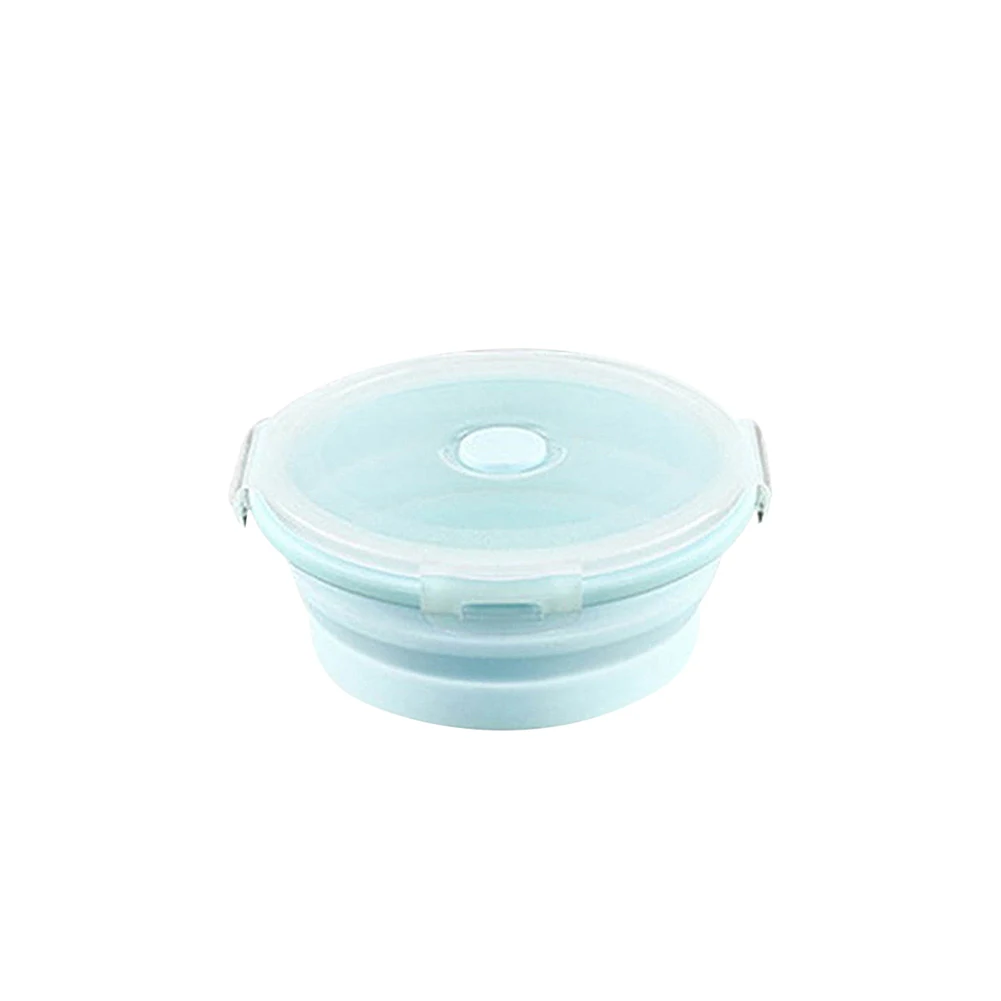 1/4 шт. Складная Силиконовая коробка для ленча круглая складная чаша Портативный для пикника для хранения Еда контейнер XHC88 - Цвет: 800ML