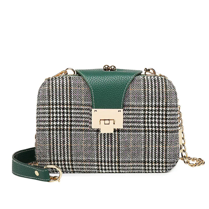 

Women's Fashion Plaid Messenger Bag Women Handbag Shoulder Bags Crossbody Bag for Girls Evening Clutches Chain bolsas feminina