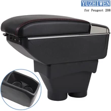 Para Peugeot 208 reposabrazos caja 208 Universal de cuero PU Almacenamiento de reposabrazos central para coche soporte de taza Cenicero accesorios de modificación