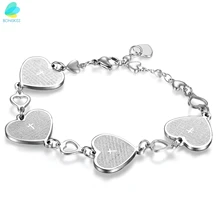 BONISKISS женский Дамский Шарм Сердце английская Библия лорды крест верующего браслет на запястье женский модный браслет из нержавеющей стали