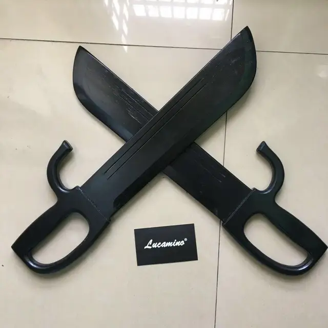 wooden tai chi swords red black colors wood kung fu performance bart cham dao Wing chun wood swords Martial arts crafts black