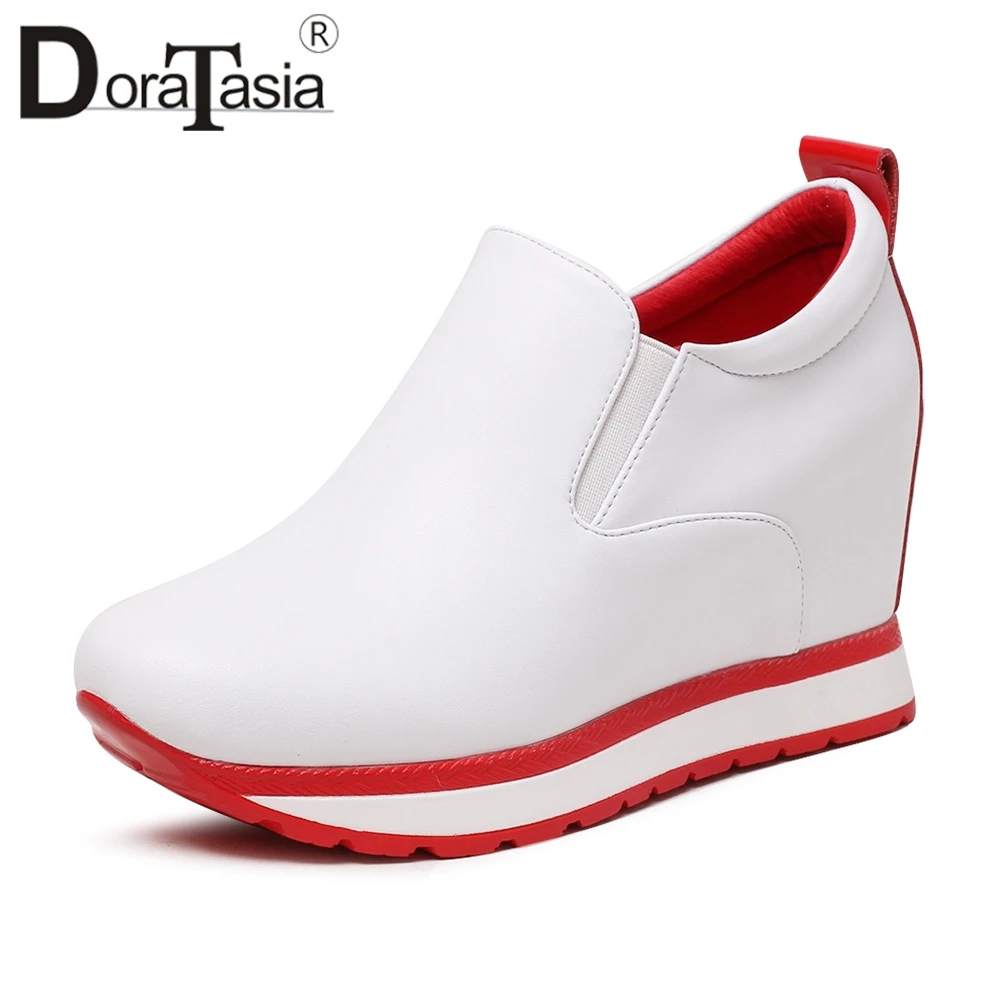 

DORATASIA Brand High Quality Overall Genuine Leather Sneakers Women Loafers Large Size 32-40 Height Increasing Shoes Woman