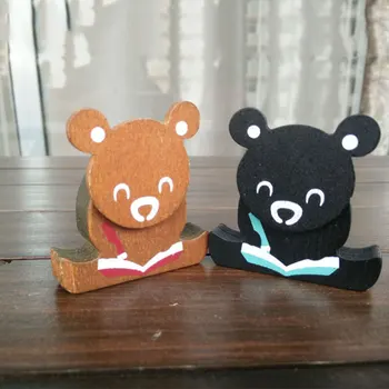 

1pcs ZAKKA Korea creative stationery wooden note clips wooden cute cartoon bear business card holder crafts wholesale