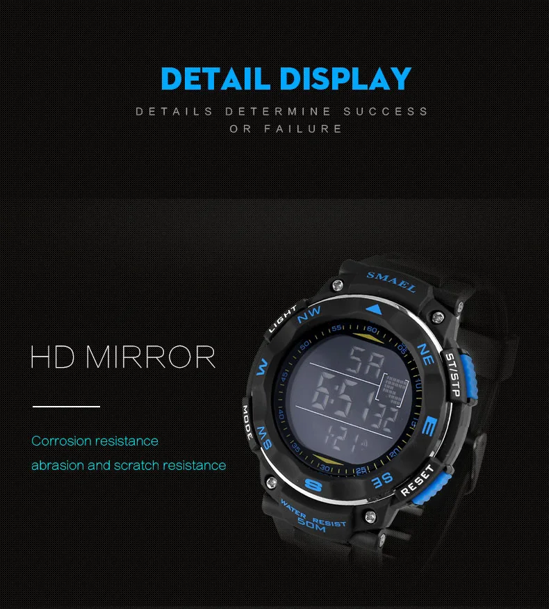 SMAEL модные часы для мужчин в кварцевые ЖК цифровой дисплей спортивные часы для мужчин Relogio Masculino Relojes Hombre подростковые часы 1235