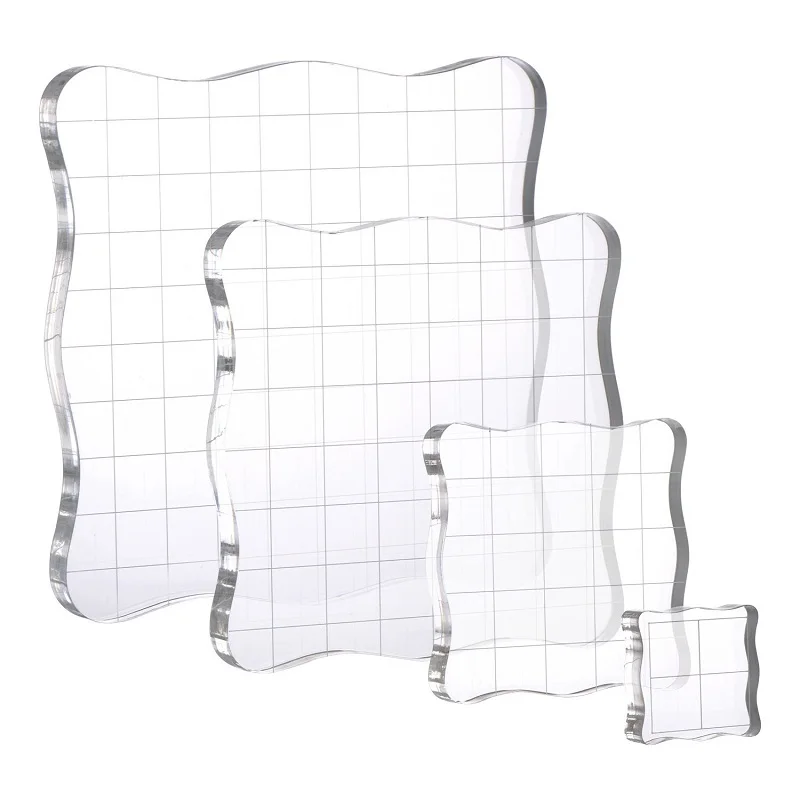 1pc Stamp Blocks with Grid and Grip, Acrylic Clear Stamping Blocks Set