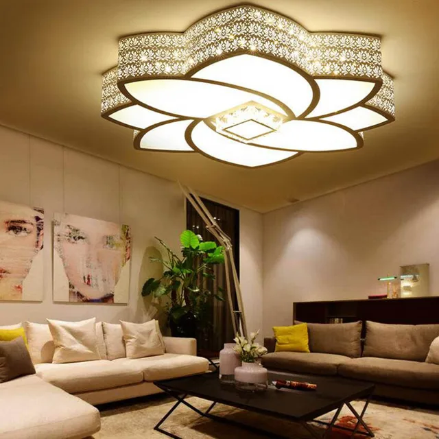 On Sale New Lotus LED Ceiling Light Modern Simple Flower Shaped Living Room Light Iron Crystal Room Light LED lighting fixture led lamp On Sale New Lotus LED Ceiling Light Modern Simple Flower Shaped Living Room Light Iron Crystal Room Light LED lighting fixture led lamp