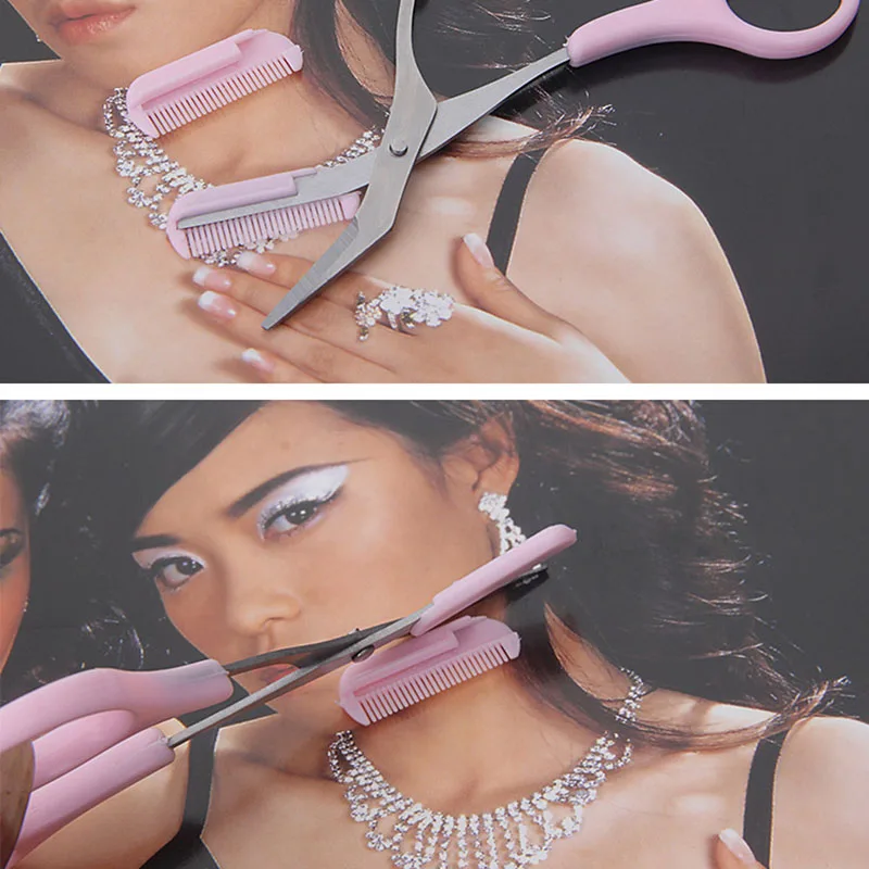 

Face Care Tool Fashion Cute Pink Eyebrow Comb Eyebrow Scissors Stainless Steel Sturdy Makeup Artifact Plastic Handle Beginner