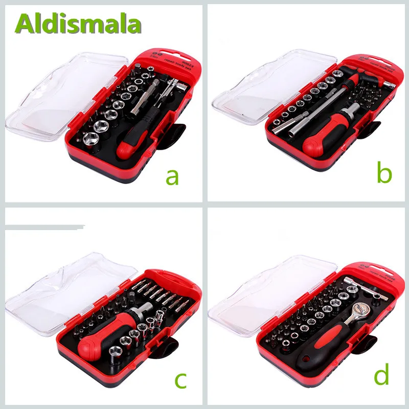 

Aldismala 23Pcs 38Pcs CR-V 1/4 "Ratchet Socket Wrench Set Screwdriver Set Kit For Home Car Wrench Set Multifunction Tool Kit