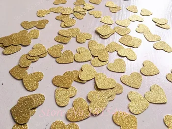 

200pcs Gold Silver Glitter Paper Heart wedding party confetti table confetti table scatters bridal baby shower decoration