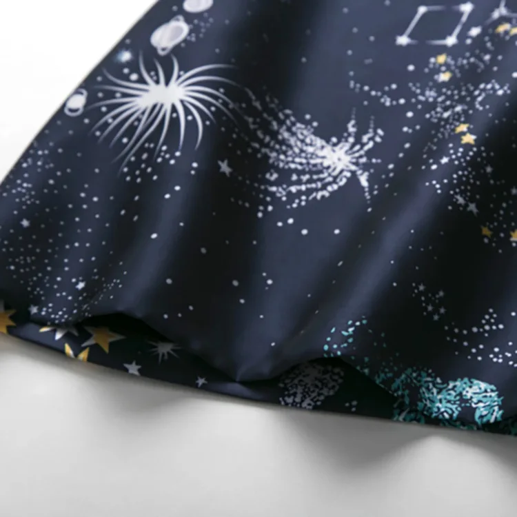 2019 Spring  Summer New Women  Wear Star Pattern Print Dress  Perspective Chiffon Fashion Women Temperament Commuting Printing