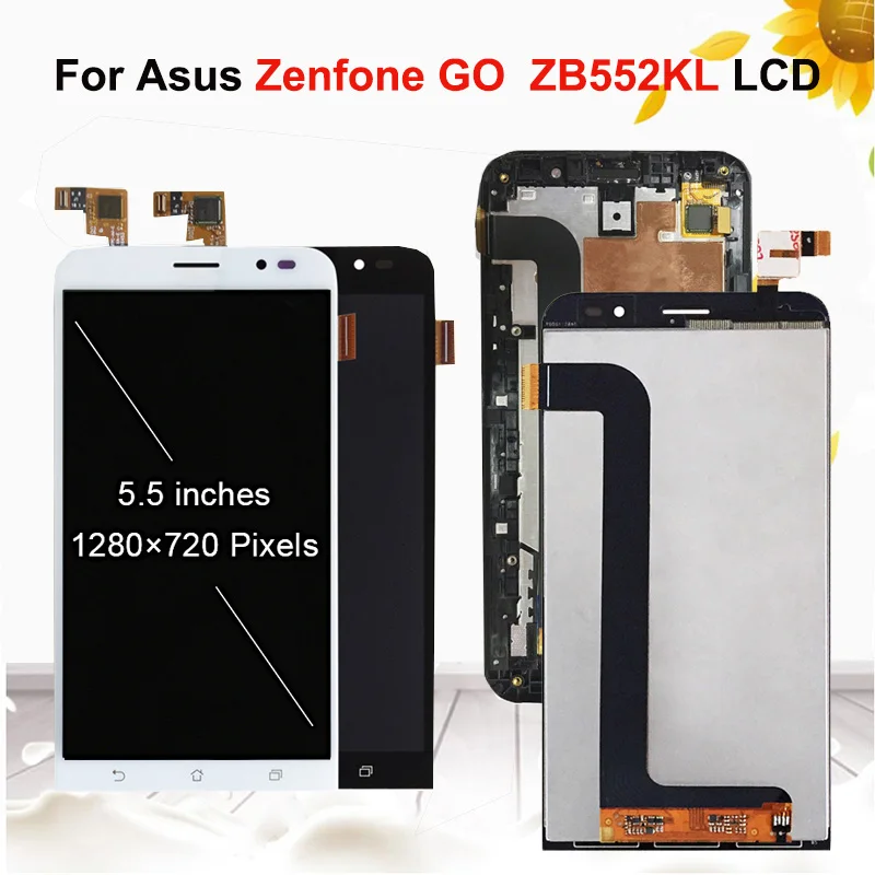 

5.5"LCD Display For Asus Zenfone GO ZB552KL X007D Touch Screen Digitizer Assembly Replacement Parts Black White With Frame