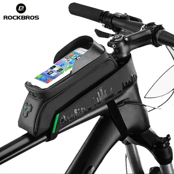

Cycling Front Tube Phone Bags 5.8/6 Inch Touch Screen Cell Phone Bike Front Frame Pouch Case Waterproof Bicycle Frame Bag