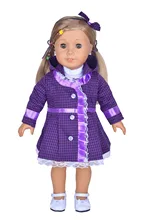 School Uniform Purple Coat Hairband Blouse Outfit Doll Clothes For 18 American Girl Handmade