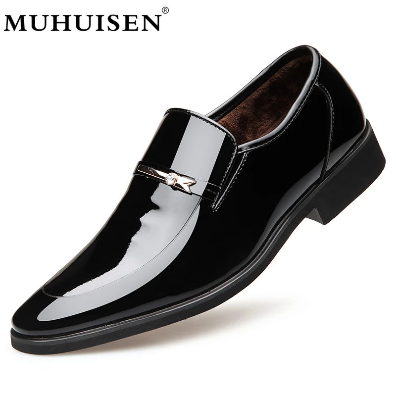 MUHUISEN Brand High Quality Men Dress Shoes Fashion Business Men Plush