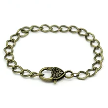 8 сезонов браслет-цепочка в форме сердца с застежкой "Лобстер" античная бронза длиной 20 см(7 7/"), 5 шт.(B27249