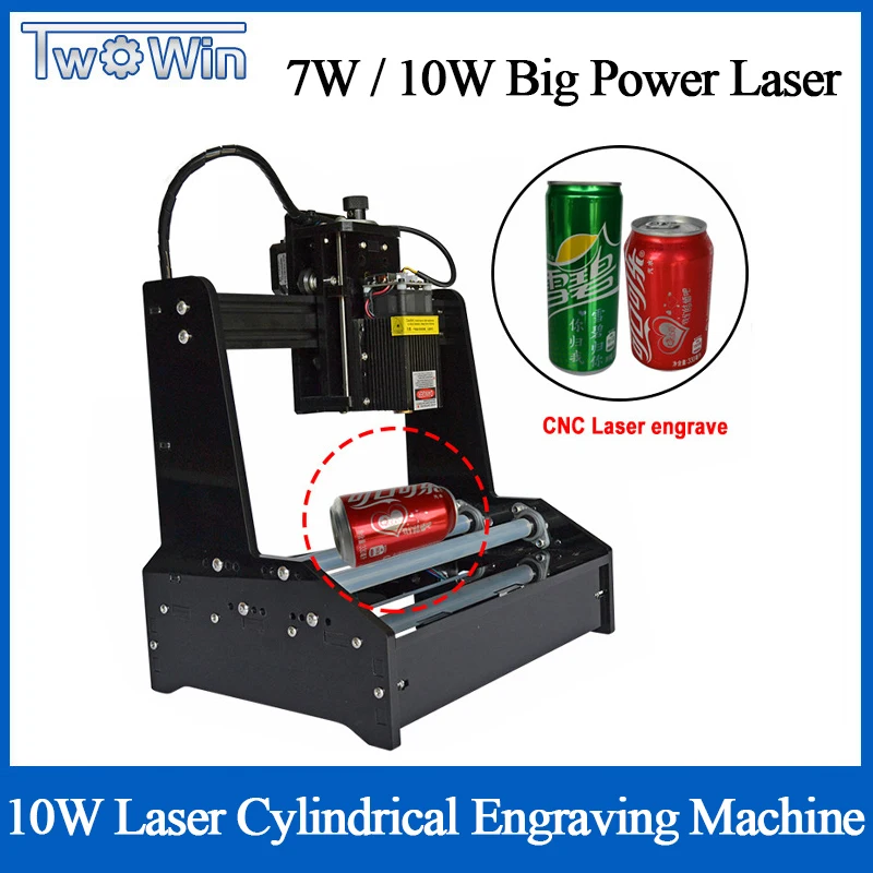 Вт 7 Вт 10 лазерная небольшой цилиндрический гравировальный станок гравировки цилиндрической нержавеющей стали металла Автоматическая DIY