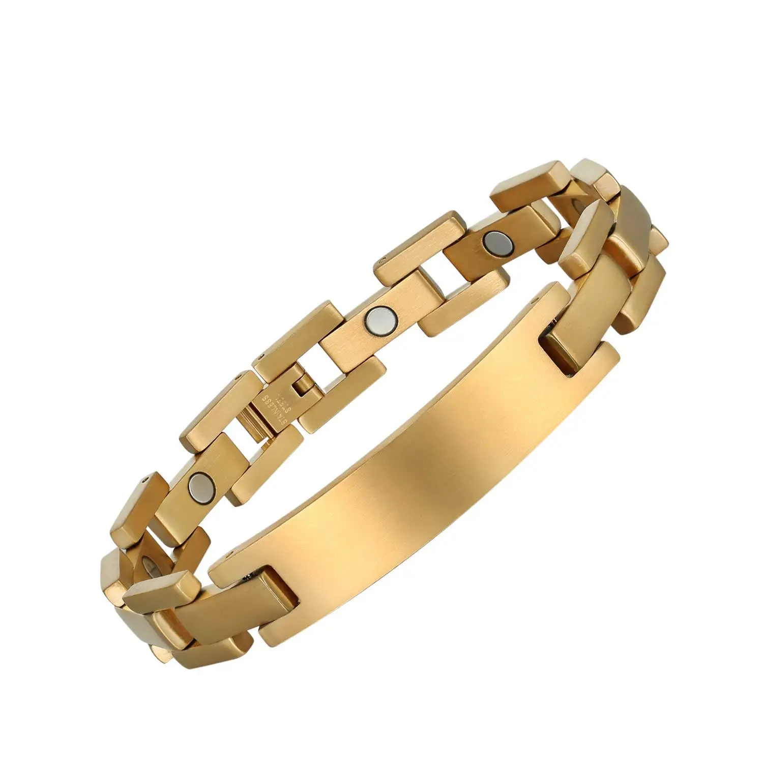 

Men Stainless Steel Magnetic Therapy Bracelet Energy Golf Wristband for Arthritis Pain Relief with Fold-Over Clasps