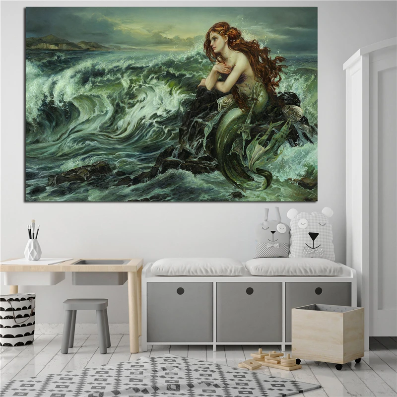 

The Little Mermaid By Heather Theurer Canvas Painting Print Bedroom Home Decoration Modern Wall Art Oil Painting Poster Pictures