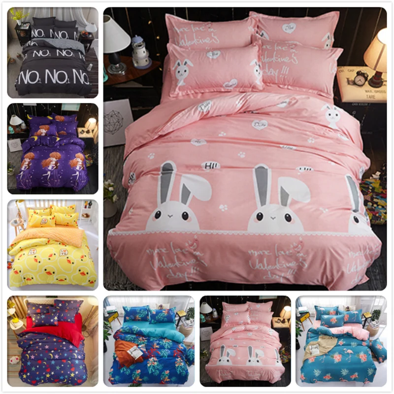 

Student Kids Boy Girl 3D Rabbit Queen Twin Double Single Size 1.5m 1.8m 4pcs Sets Bedding Outlet Bed Sheet Duvet Cover Bedlinens
