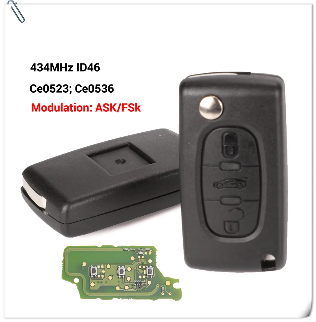Keyforkess 433Mhz ID46 ASK FSK chiave auto per peugeot 207 307 407 208 308 408 607 Partner Remote Key 3 pulsanti CE0523 Ce0536 - HTB1B0cYcv1H3KVjSZFHq6zKppXak