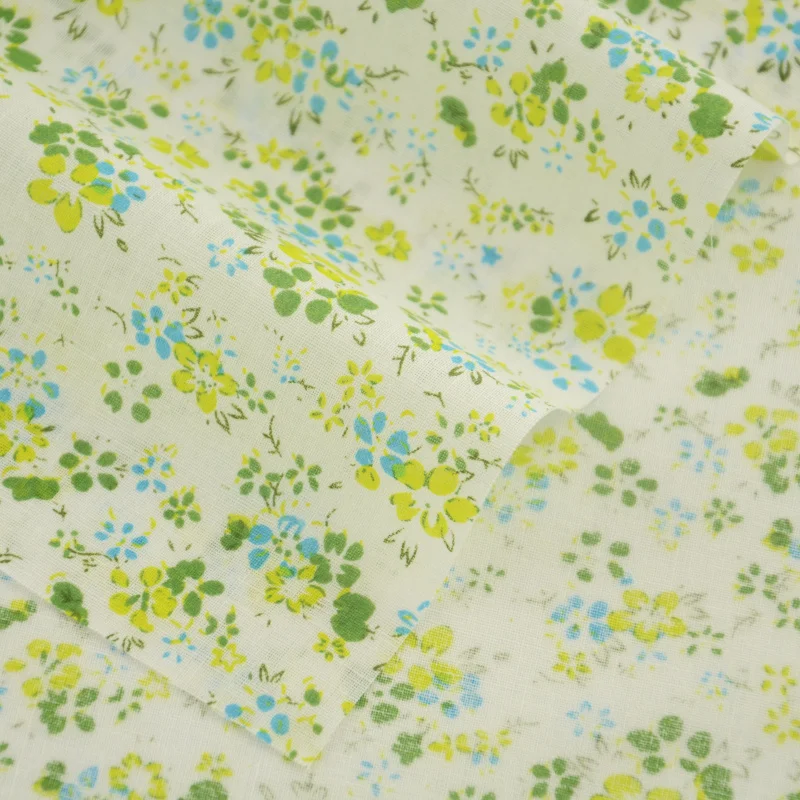 

100% Cotton Fabrics Patchwork Green and Yellow Flower Design Tilda Fat Quarter Cloth Tecido Tissue Crafts Dolls CM Sewing Crafts