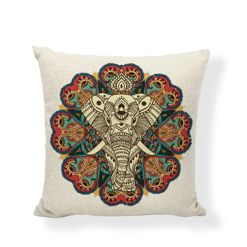 Подушка "Будда", наволочка в индийском стиле с рисунком слона, наволочка для дивана, автомобильное сиденье, домашний декор, хлопок, лен, наволочка для подушки - Цвет: 13