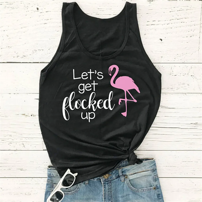 

Tank Tops Women Summer O-neck Tops Tops Mujer Regata Feminina Casual Flamingo Trendy Tops Tees Gothic Cute Harajuku Relax Tshirt
