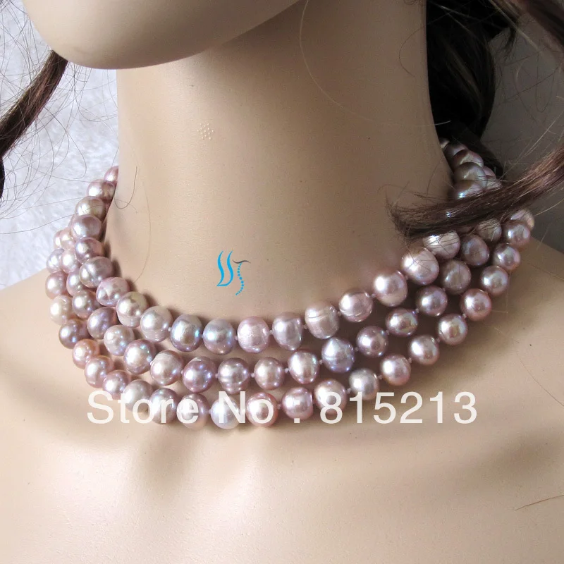 

FREE SHIPPING>@@> N106 46"8-9mm Lavender Freshwater Pearl Necklace