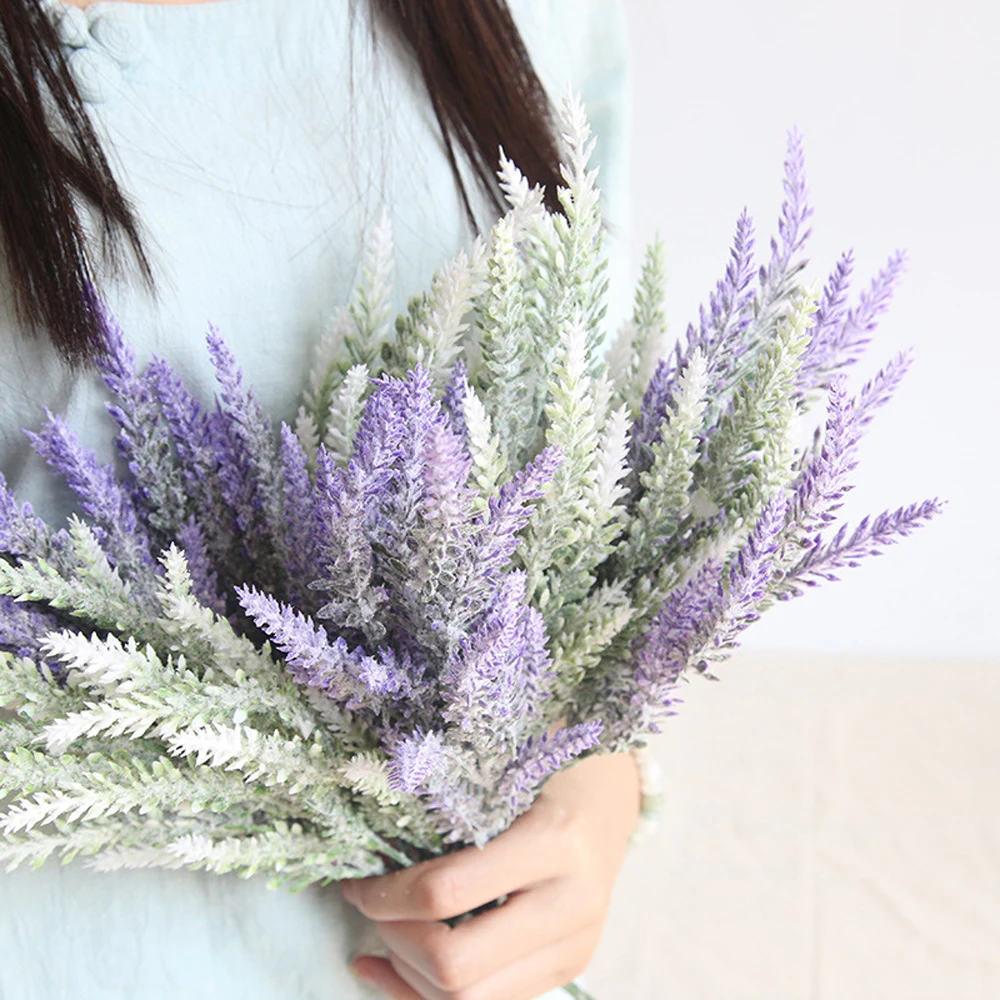 2019 decoración romántica de la Provenza flor de lavanda falsa seda flores artificiales grano decorativo plantas de simulación flores artificiales