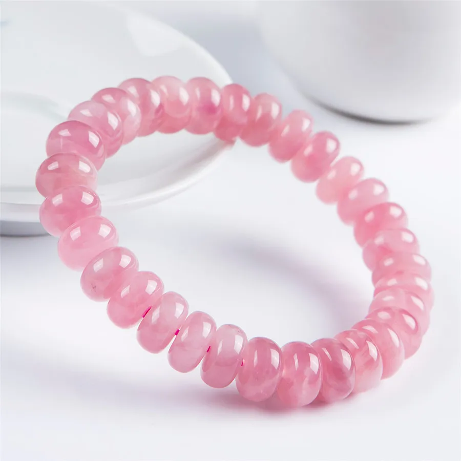 

11mm 12mm 13mm Genuine Natural Rose Pink Quartz Crystal Marquise Bead Stretch Woman Fashion Bracelet Drop Shipping