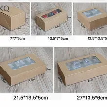 5 шт крафт бумажный пакет для печенья упаковочная коробка для торта с пластиковое окно из ПВХ для конфет бисквитный шоколадный бумажный картонная коробка подарочная коробка
