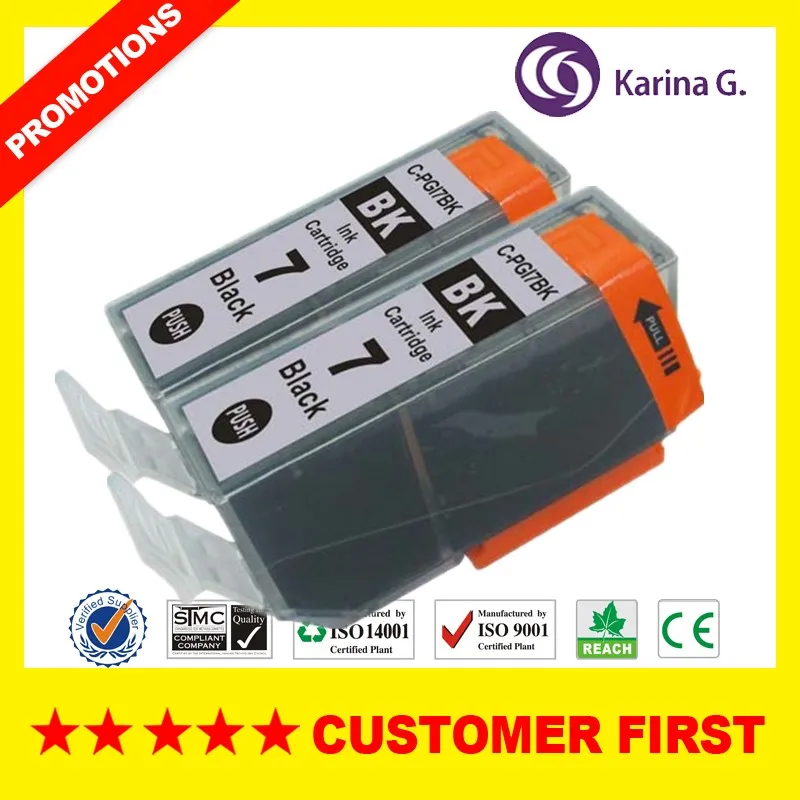 2X Compatible Black Printer Ink For Canon 7 Ink PIXMA IX7000 IX7000RFB PGI 7BK-in Ink Cartridges