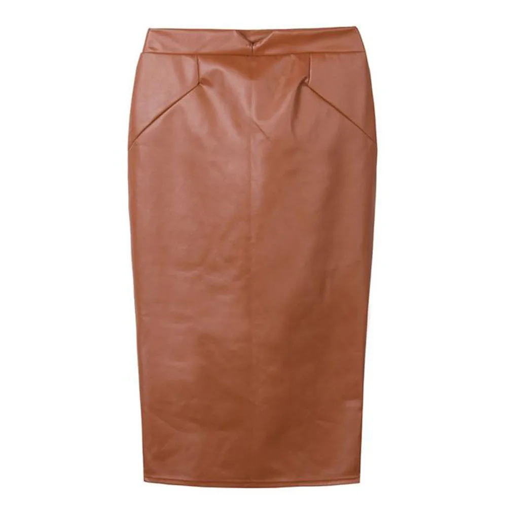 KLV Женская кожаная юбка с высокой талией, узкие вечерние юбки-карандаш Y7629