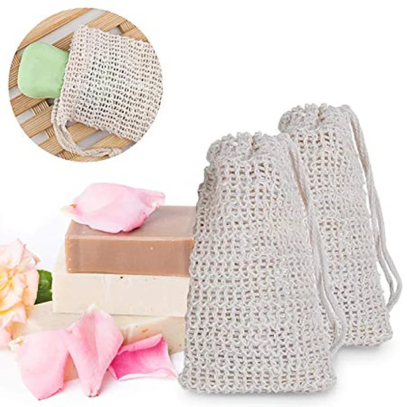 

Exfoliating Natural Sisal Soap Bag Pouch Soap Saver Foaming net Shower Bath Scraps Save Soaps Natural Fiber Soap Bags