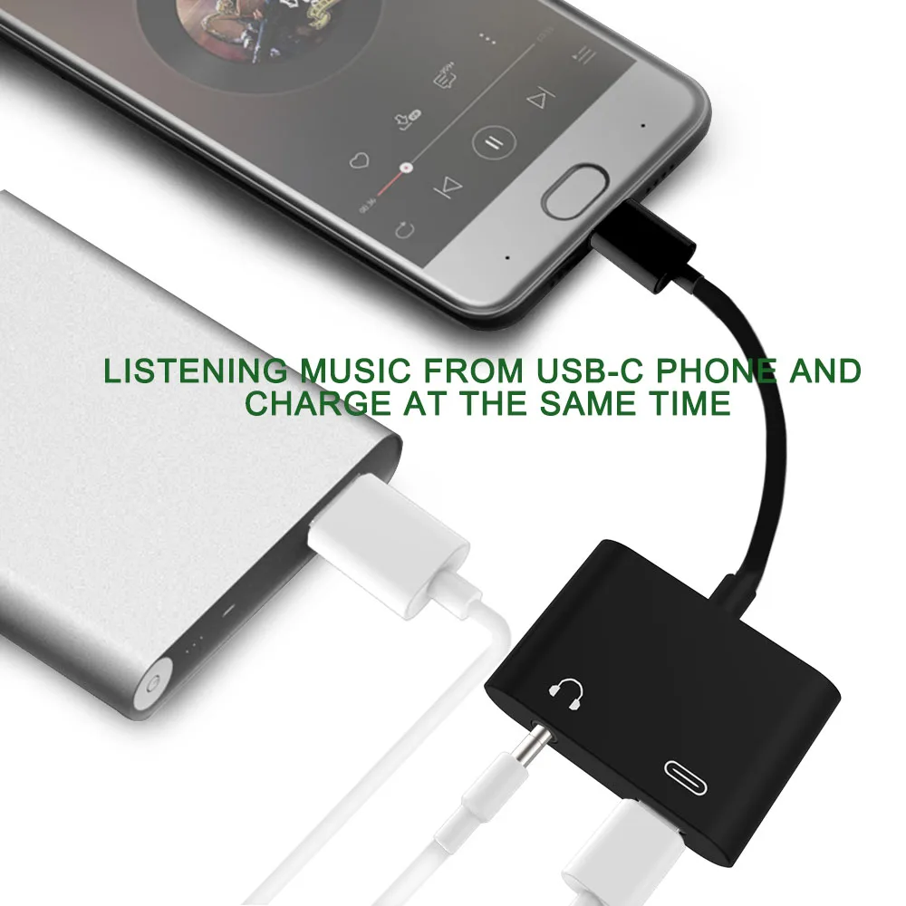 2 in 1 USB C Male to 3.5mm Digital Audio Adapter Female Stereo Earphone Fast Charging For iPad Pro Huawei P20 Google Pixel 2 2XL 2 in 1 USB C Male to 3.5mm Digital Audio Adapter Female Stereo Earphone Fast Charging For iPad Pro Huawei P20 Google Pixel 2 2XL